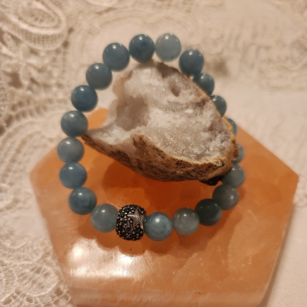 Women's 8mm Stretch HQ Aquamarine and Pandora Starfish Charm